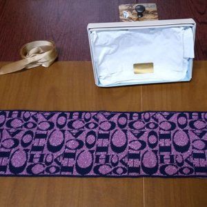 Coach Scarf Purple Navy Blue Metallic Silver Wool!